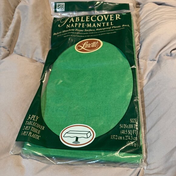 Linette Green Tablecover With Waterproof Backing - Picture 1 of 11